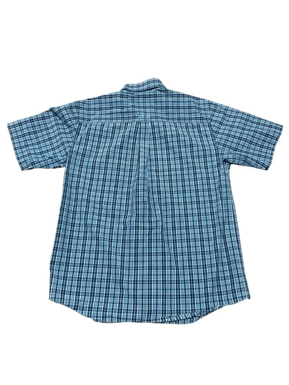 Ariat Pro Series Shirt Sz M Blue Plaid Button-Up Short Sleeve Cotton Blend - Picture 4 of 4